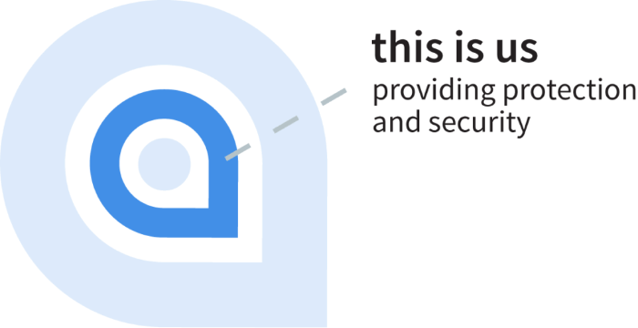 Illustration breaking down the Soteria logo. This illustration highlights the midde ring of the logo and illustrates how Soteria acts as a layer of protection for their clients.