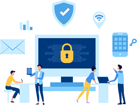 Illustration representing Soteria Defense Managed Detection Response packages with endpoint telemetry.